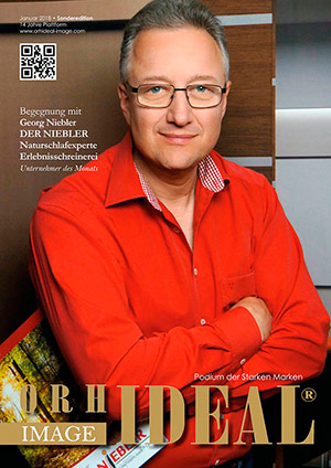 Cover Orhideal IMAGE Magazin Magazin Januar 2018 mit Georg Niebler - DER NIEBLER, Naturschlafexperte, Erlebnisschreinerei